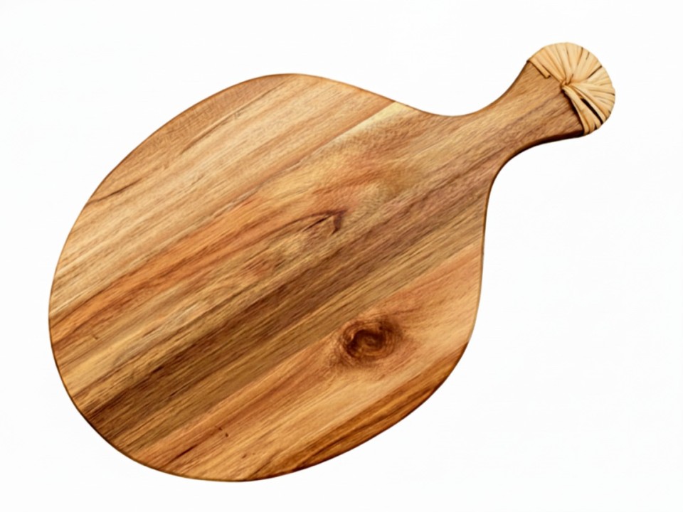 Exquisite Acacia Wood Cutting Board with Rattan Accent - Versatile Kitchen Essential